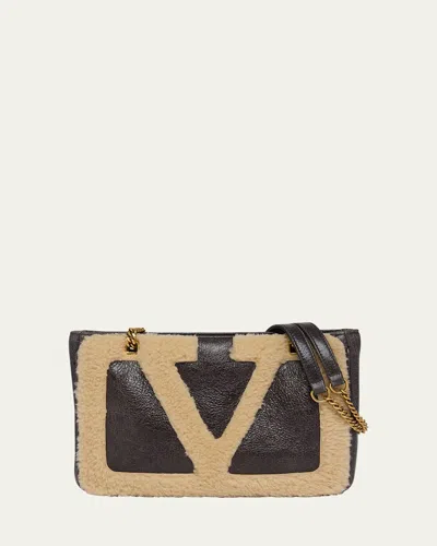 Valentino Viva Superstar Small Shearling Vlogo Tote Bag In Multi