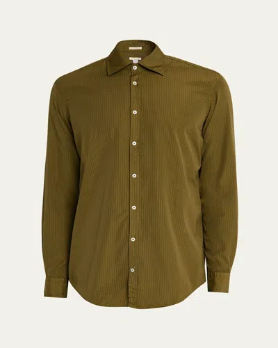 Massimo Alba Men's Cotton Bicolor Stripe Sport Shirt In Green