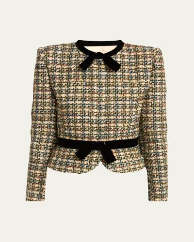 Valentino Womens Multicolor. Tweed Cropped Woven Jacket In Multi