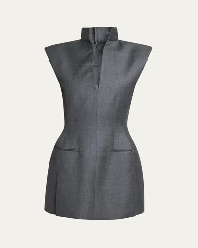 Givenchy Robe Tailleur Sans Manches En Laine In Gray