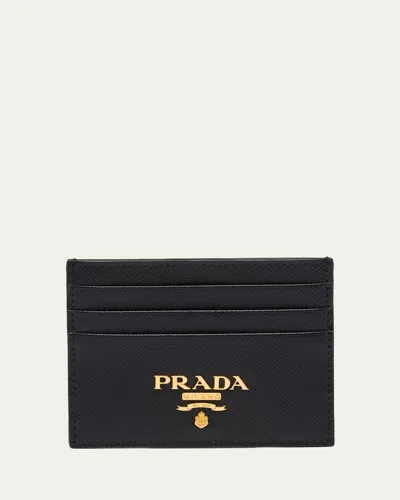 Prada Saffiano Leather Card Case In Black