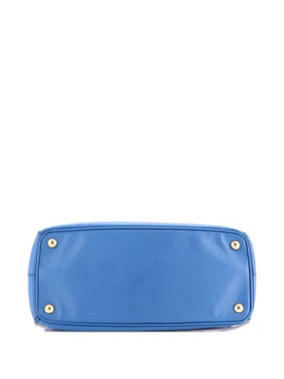 Pre-owned Prada Gardener's Saffiano Leather Medium Tote Bag In Blue