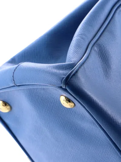 Pre-owned Prada Gardener's Saffiano Leather Medium Tote Bag In Blue