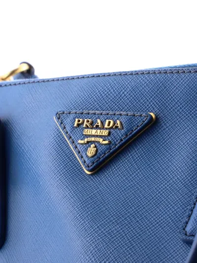 Pre-owned Prada Gardener's Saffiano Leather Medium Tote Bag In Blue