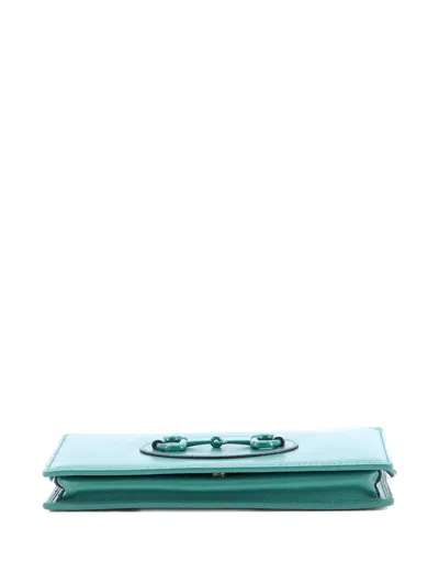 Pre-owned Gucci Horsebit 1955 Chain Wallet Leather Crossbody Bag In Green