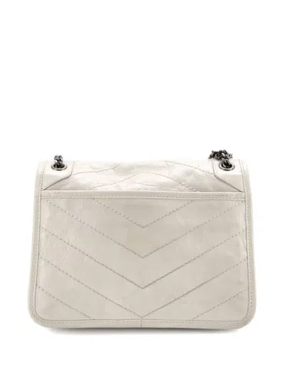 Pre-owned Saint Laurent Niki Chain Flap Bag Matelasse Chevron Leather Baby Shoulder Bag In Neutral