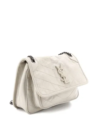 Pre-owned Saint Laurent Niki Chain Flap Bag Matelasse Chevron Leather Baby Shoulder Bag In Neutral
