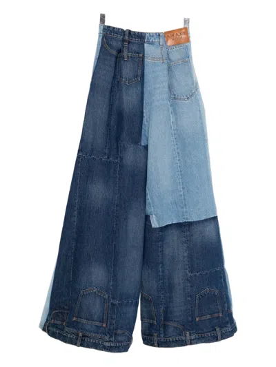 A.w.a.k.e. Colour-block Jeans In Animal Print