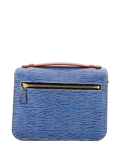 Pre-owned Louis Vuitton Pochette Metis Epi Leather And Reverse Monogram Canvas Shoulder Bag In Blue