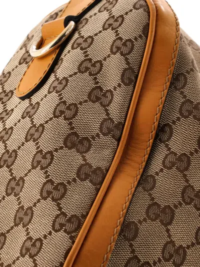 Pre-owned Gucci Vintage Web Boston Bag Gg Canvas Medium Satchel In Neutral