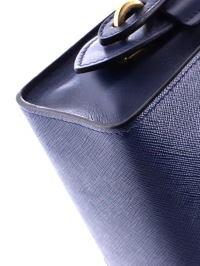 Pre-owned Prada Esplanade Saffiano With City Calf Small Crossbody Bag In Blue