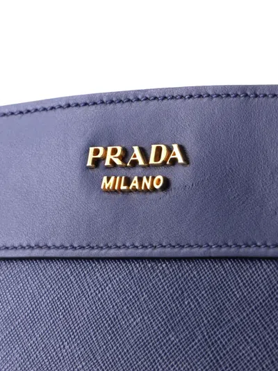 Pre-owned Prada Esplanade Saffiano With City Calf Small Crossbody Bag In Blue