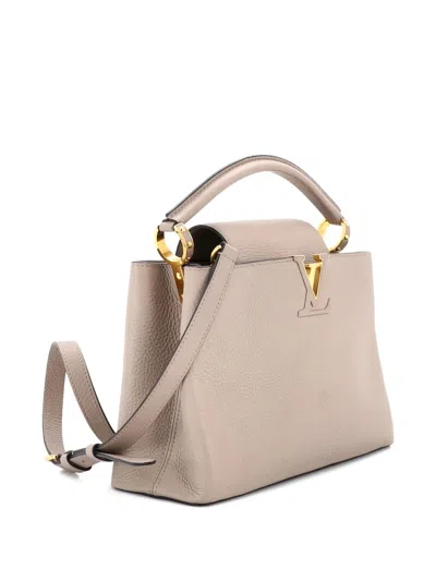 Pre-owned Louis Vuitton Capucines Bag Leather Pm Satchel In Neutral