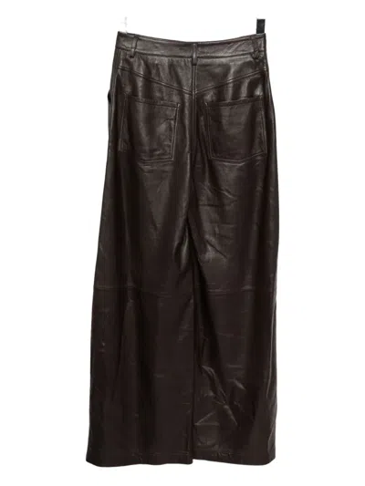 Yves Salomon Lamb Leather Straight-leg Trousers In Brown