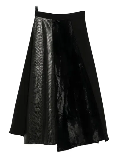 Junya Watanabe Asymmetric Hem Skirt In Black
