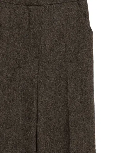 Yves Salomon Flannel Tailored Trousers In Brown
