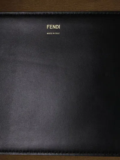 Pre-owned Fendi Sunshine Shopper Leather Large Tote Bag In Black