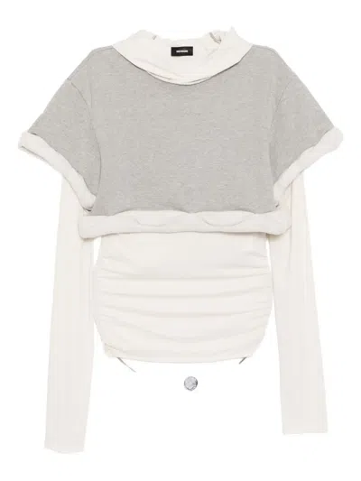 We11 Done Rolled-up Hoodie In Gray