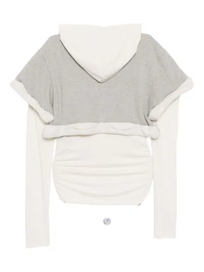 We11 Done Rolled-up Hoodie In Gray