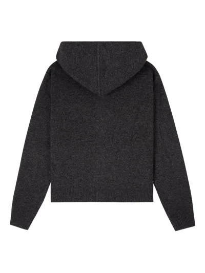 Sporty And Rich Womens Dark Grey Duty Cash Embroidered-logo Cashmere-and-wool Hoodie In Gray