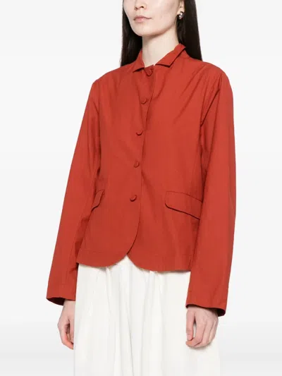 Egg Cotton Button-up Jacket In Red