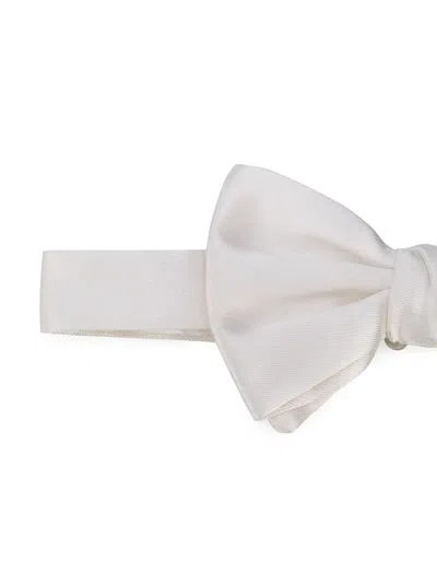 Giorgio Armani Satin Finish Adjustable Strap Bow Tie In White