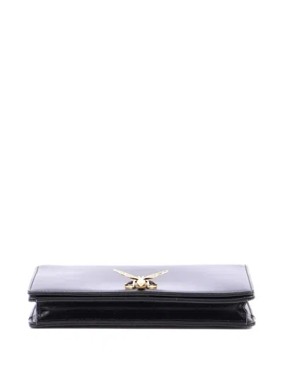 Pre-owned Dior Bee Leather Clutch Bag In Black