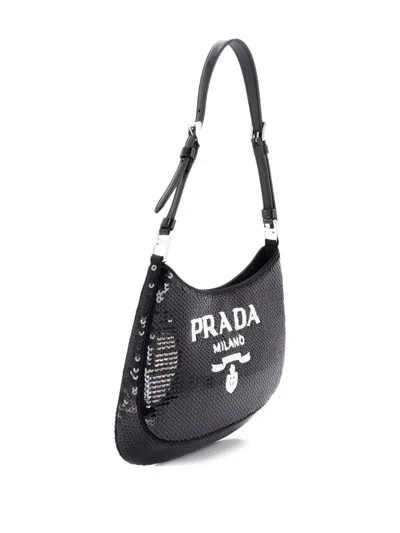 Pre-owned Prada Cleo Sequins Small Shoulder Bag In Black