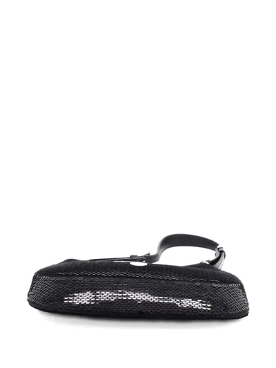 Pre-owned Prada Cleo Sequins Small Shoulder Bag In Black