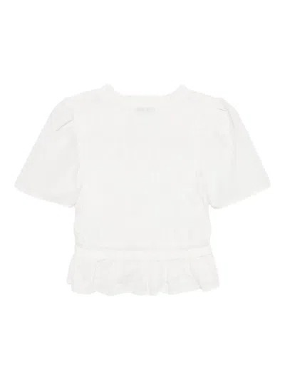 Rails Portia Smocked Ruffle Cotton Blend Crop Top In White