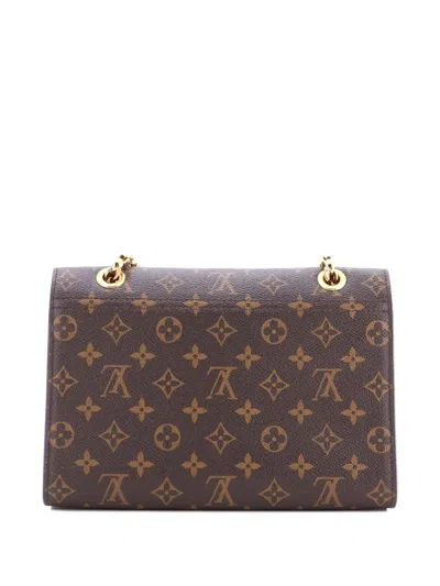 Pre-owned Louis Vuitton Victoire Handbag Monogram Canvas And Leather Shoulder Bag In Brown