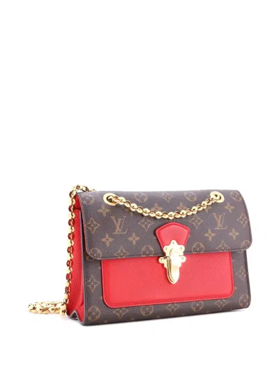 Pre-owned Louis Vuitton Victoire Handbag Monogram Canvas And Leather Shoulder Bag In Brown