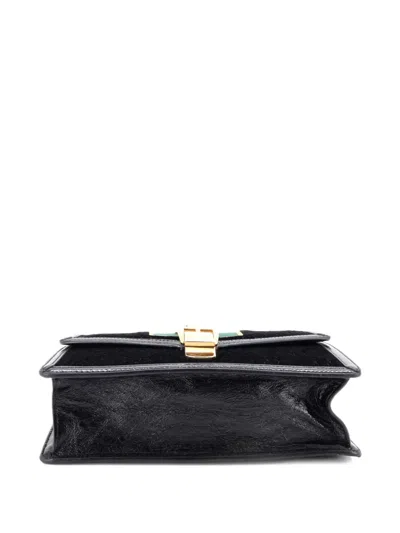 Pre-owned Gucci Sylvie Shoulder Bag Gg Velvet Small Crossbody Bag In Black