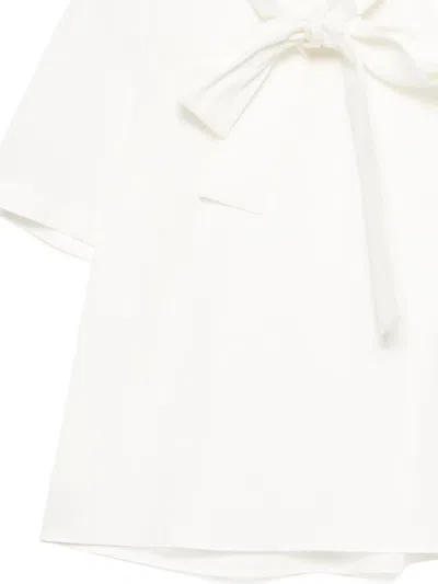 Shushu-tong Bow Tie Short-sleeved Top In White