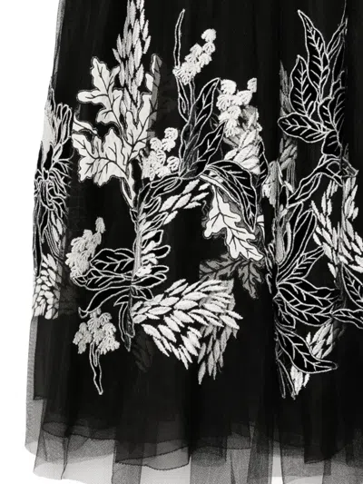 Biyan Floral-embroidered Skirt In Black