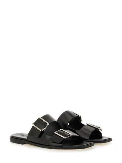Aeyde Tonya Leather Sandals With Double Strap In Black