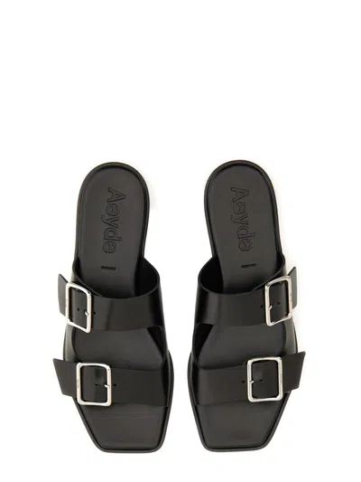 Aeyde Tonya Leather Sandals With Double Strap In Black