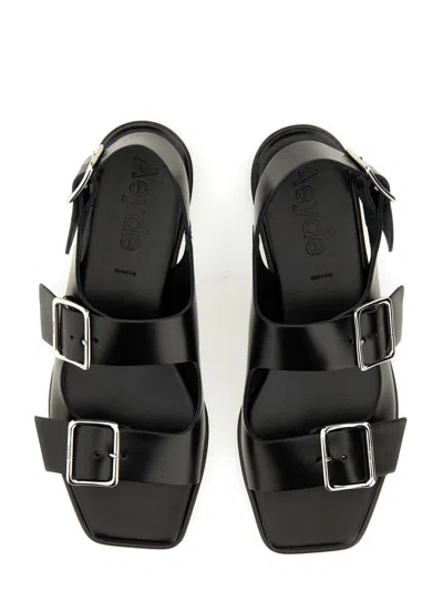 Aeyde 10mm Thekla Leather Sandals In Black