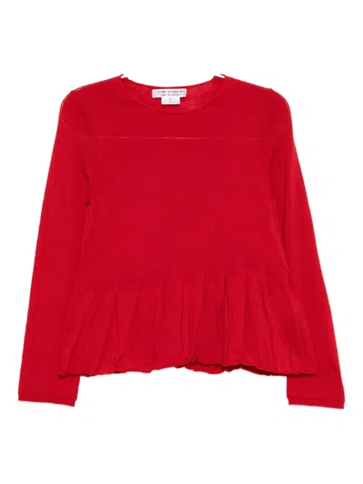 Comme Des Garçons Pleated Knit Top In Red