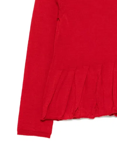 Comme Des Garçons Pleated Knit Top In Red