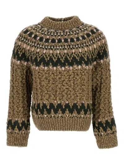 Moncler Patterned Mock-neck Sweater In Multi