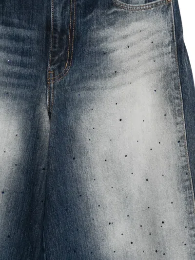 We11 Done Rhinestone Embellished Wide-leg Jeans In Blue