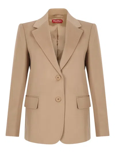 Max Mara Folgore Button Pocket Jacket In Brown