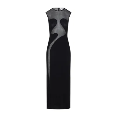 Alaïa Alaia Knit Molded Midi Dress In Black