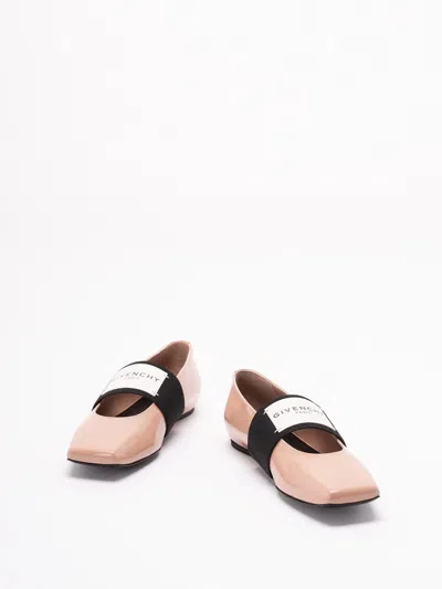Givenchy Sliced Square Label Patent Leather Ballerina Flats In Multi