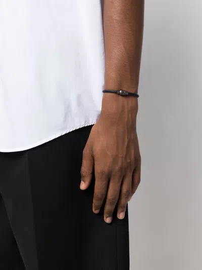 Alexander Mcqueen Black Metal Skull Charm Bracelet In Black