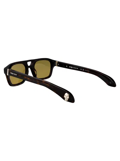 Alexander Mcqueen Havana-havana-yellow Recycled Acetate Sunglasses In Black