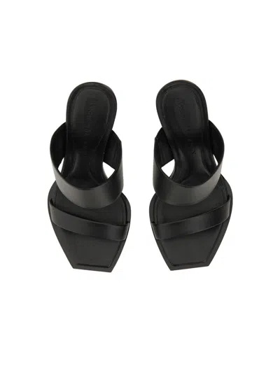 Alexander Mcqueen Black Leather Shard Mules In Multi