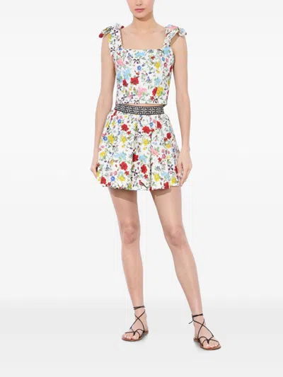 Alice And Olivia Haven Lin And Cotton Mini Skirt In Multi
