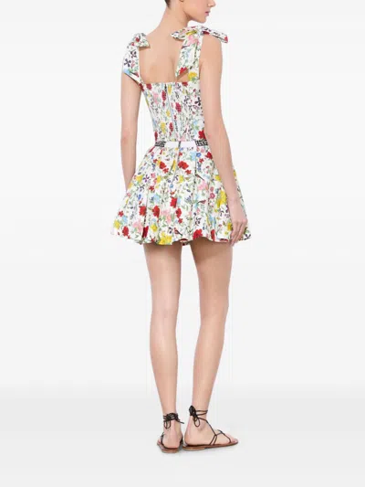 Alice And Olivia Haven Lin And Cotton Mini Skirt In Multi